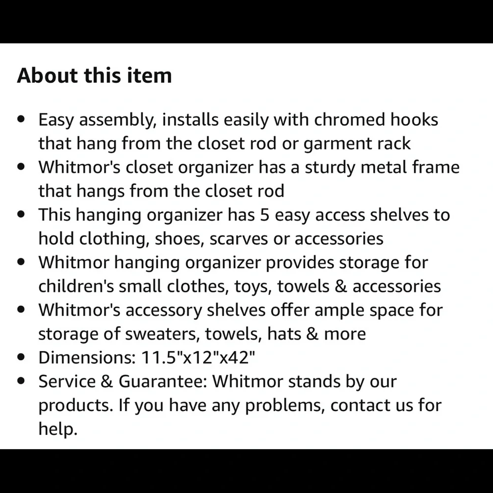 Whitmor Hanging Accessory Shelves Java, New‎